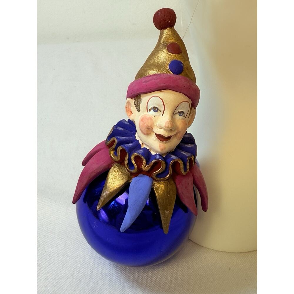 Vintage Dept 56 Clown/ Jester Purple Bulb Resin Ornament